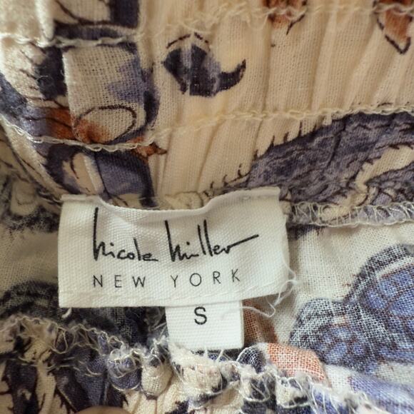 Nicole Miller Linen Rayon Blend Pants Floral Printed Purple Paisley Wide Leg S - Picture 5 of 5